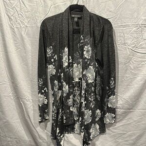 INC International Concepts Black and Gray Floral Cardigan